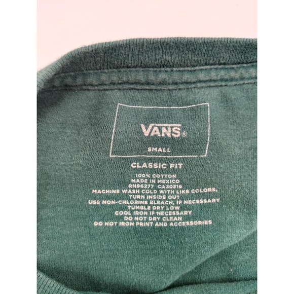 Vans Off The Wall Long Sleeve Graphic T Shirt Mens Small Classic Fit Green - Picture 4 of 9